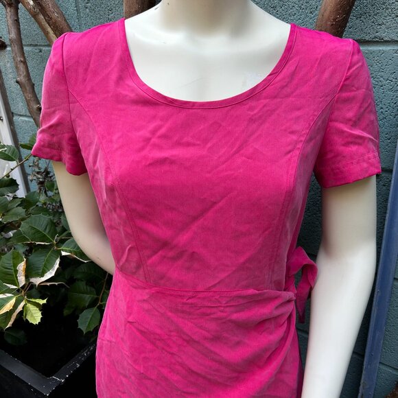 100% Silk Pink Wrap Dress - Picture 7 of 7